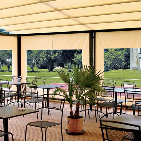 pergola toile beige restaurant