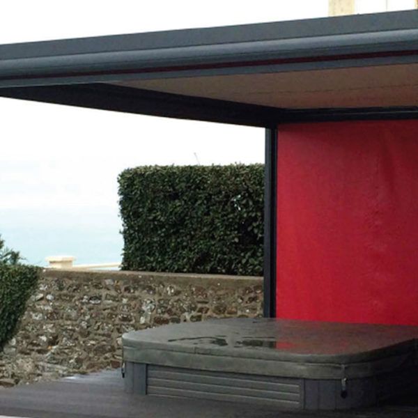 pergola toile rouge jacuzzi