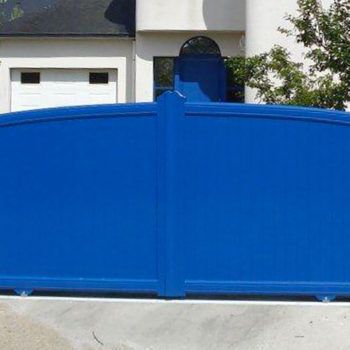 portail aluminium contemporain bleu pétrole