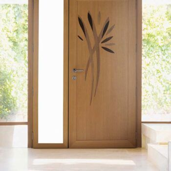 porte mixte avec dessin et une vitre sur le côté