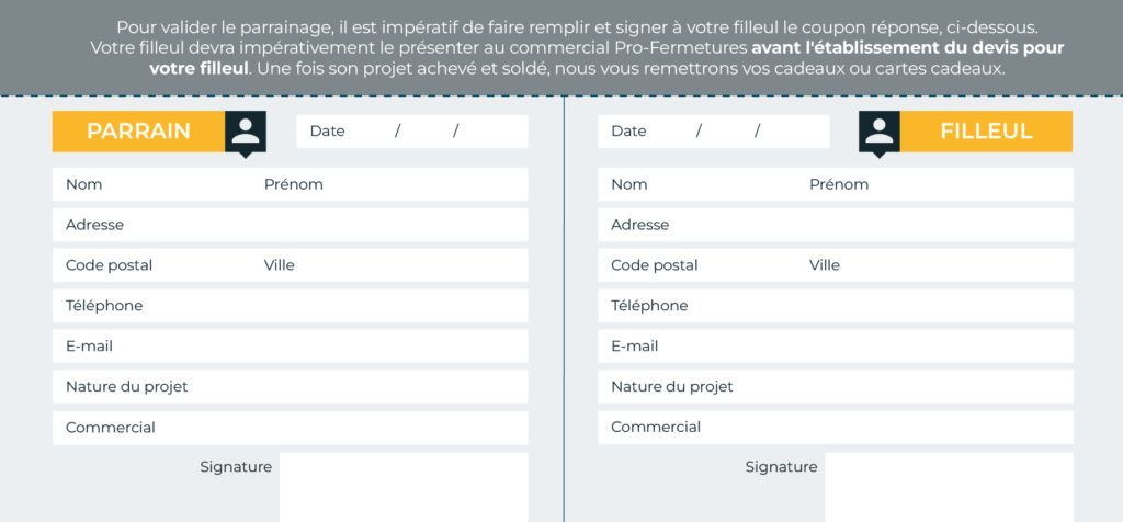 Bulletin parrainage / Pro-Fermetures