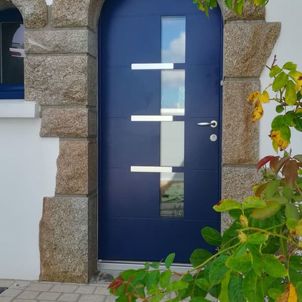 porte d'entrée aluminium bleue Euradif Pastel 4