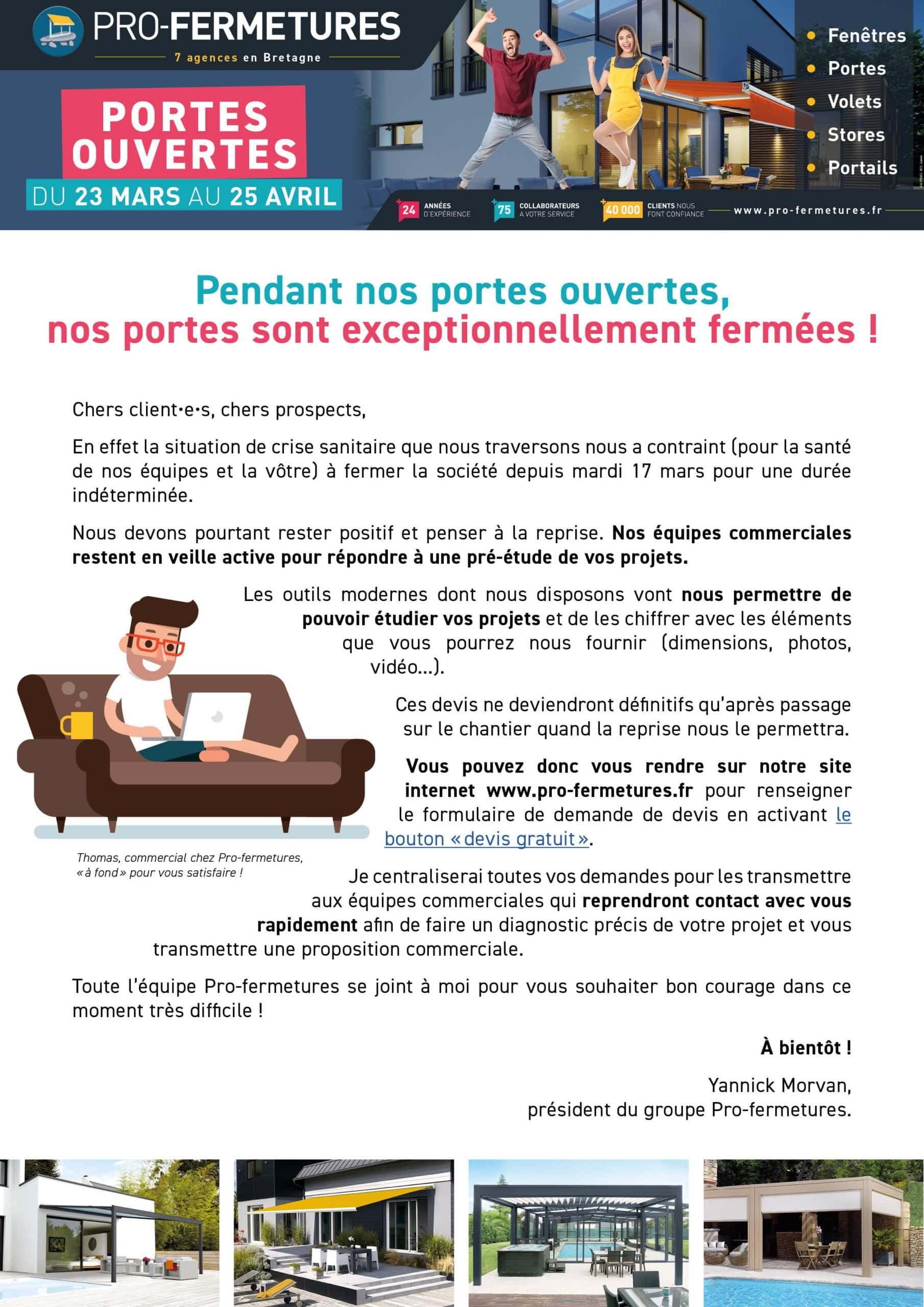 Courrier après COVID-19 / Pro-Fermetures