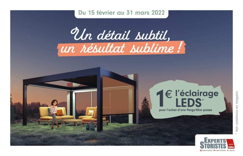 offre pergo'klim - led à 1€ sur l'achat d'une pergola