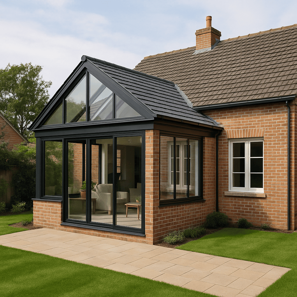 Véranda en extension avec reprise de toiture