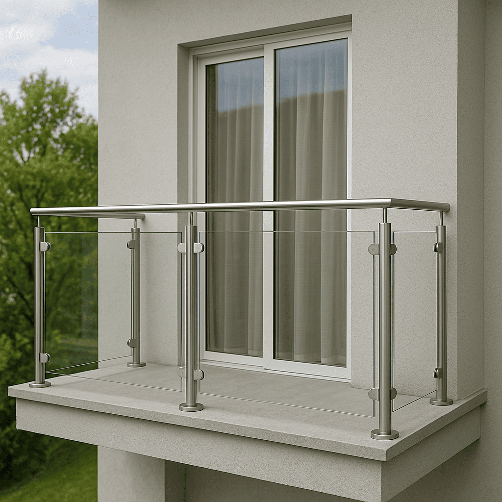 Garde-corps verre avec montants inox